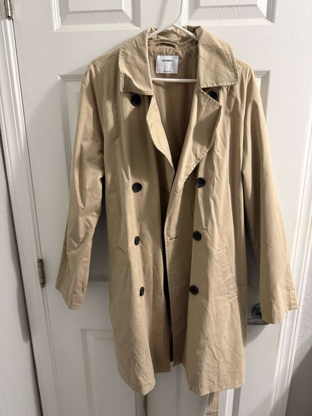Old Navy Light Tan Trench Coat with Notch Collar